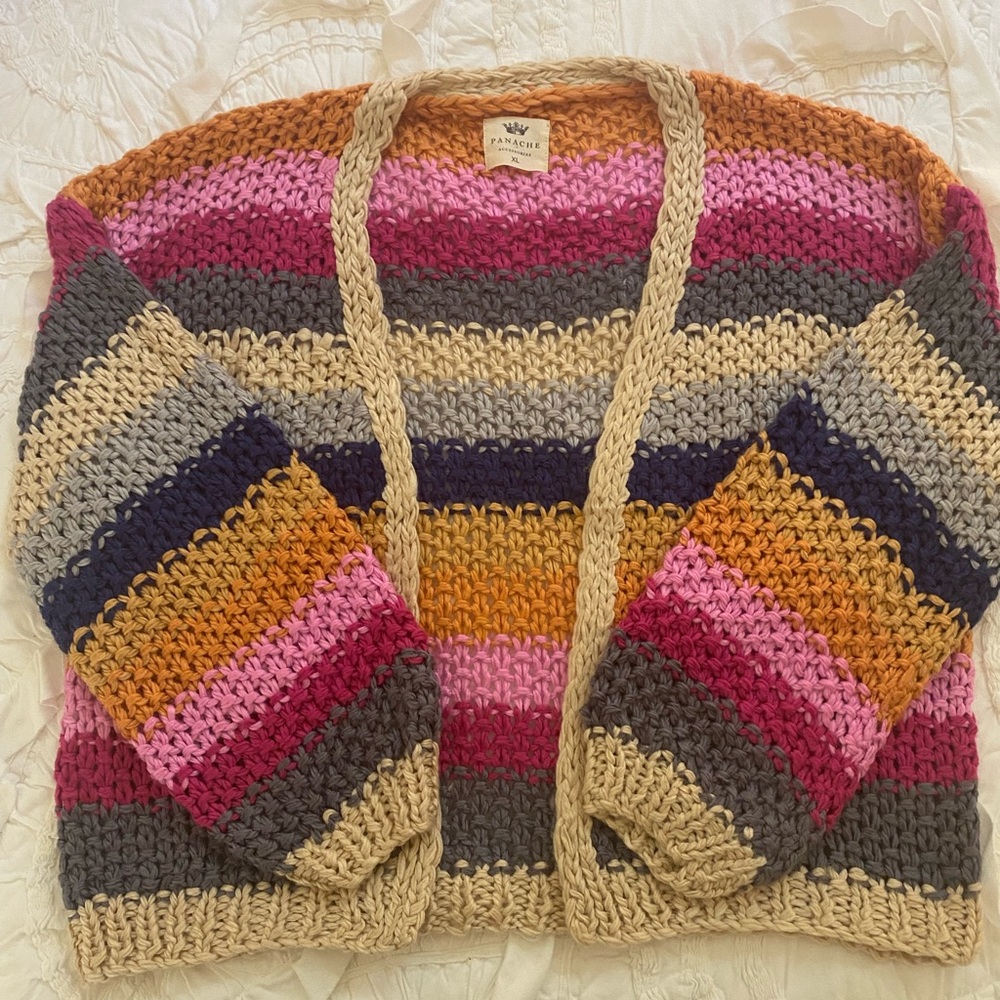Gorgeous 100% soft acrylic cardigan. Perfect fall colors.